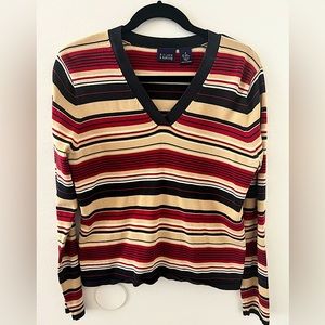 Hillard & Hanson y2k Red, Black, and Beige Striped Top | Size M